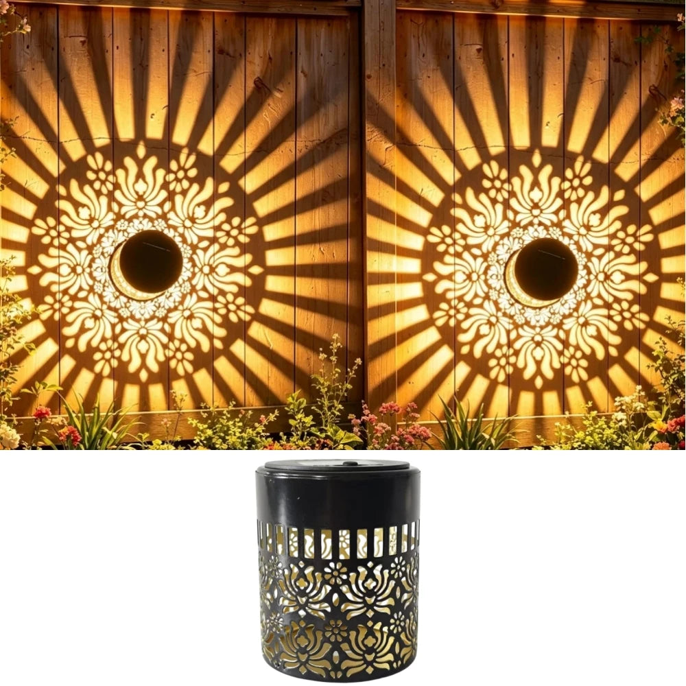 Color Changing Solar Peony Light Mandala Projection Garden Wall Lamp