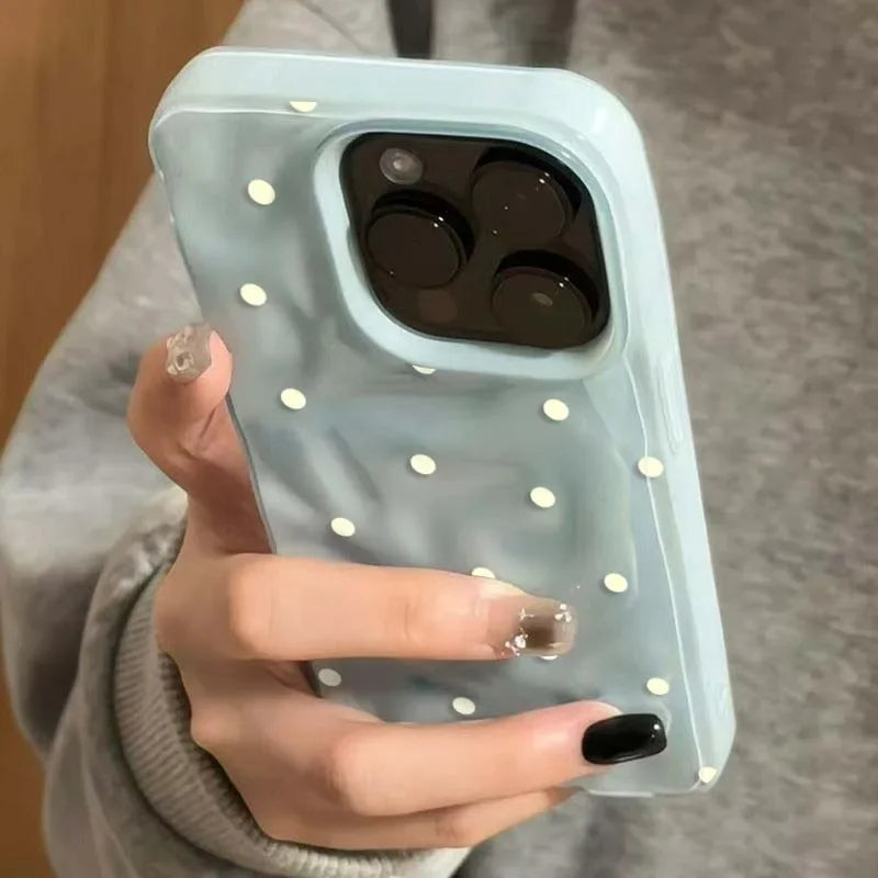 Polka Dot Solid Color Phone Case for iPhone 17 16 15 14 Pro Max Cover
