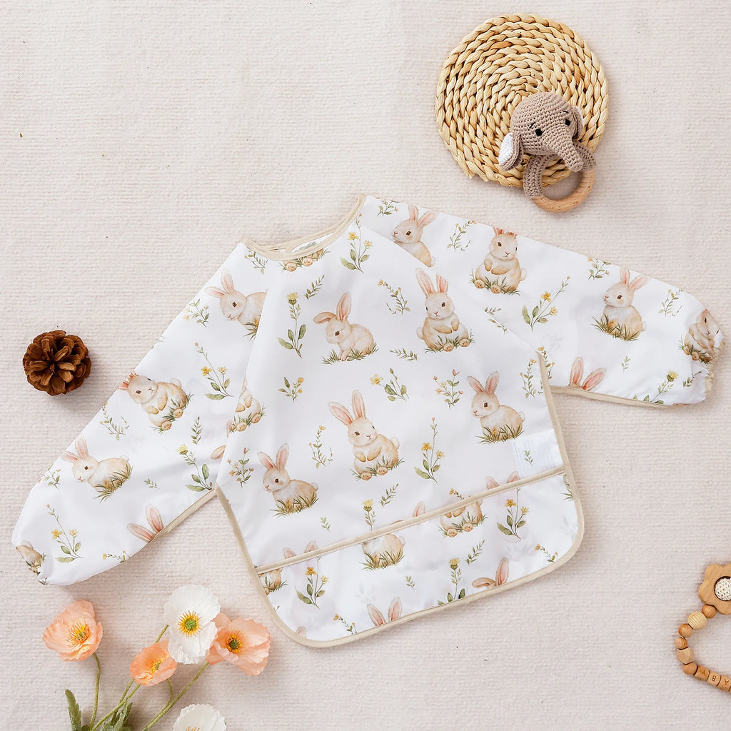 Waterproof Baby Bib Long Sleeve Apron for Feeding & Drawing