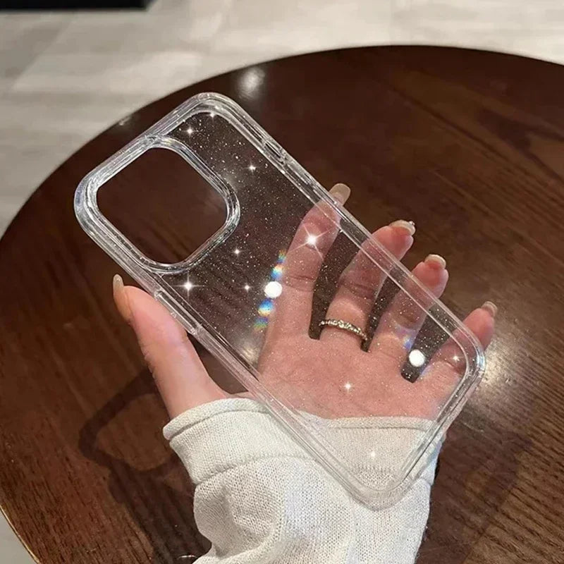 Pink Glitter Bling Clear Case for iPhone 11 12 13 14 15 16 17 Pro Max