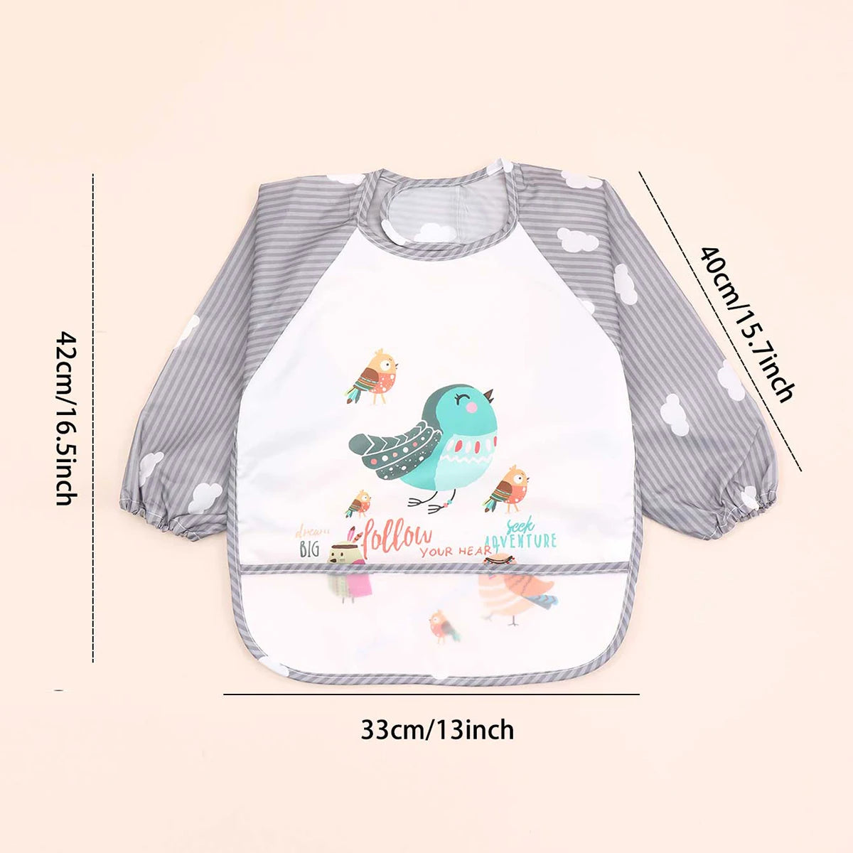 Baby Waterproof Long Sleeve Bib Smock Apron for Toddlers