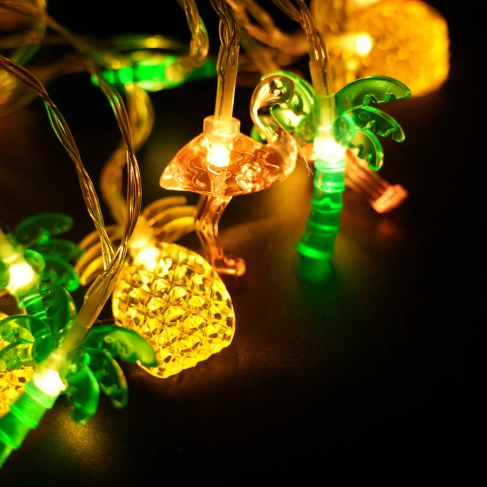 Tropical LED String Lights Flamingo Pineapple Decor