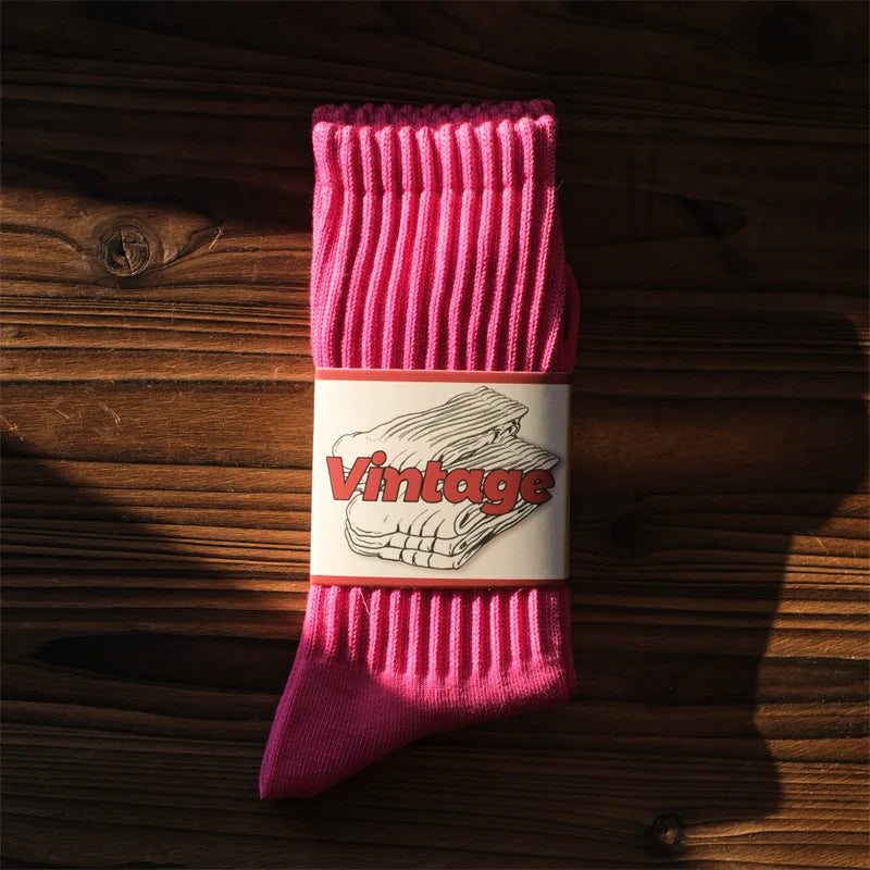 Men Vintage Thick Sports Socks Towel Bottom Casual Unisex
