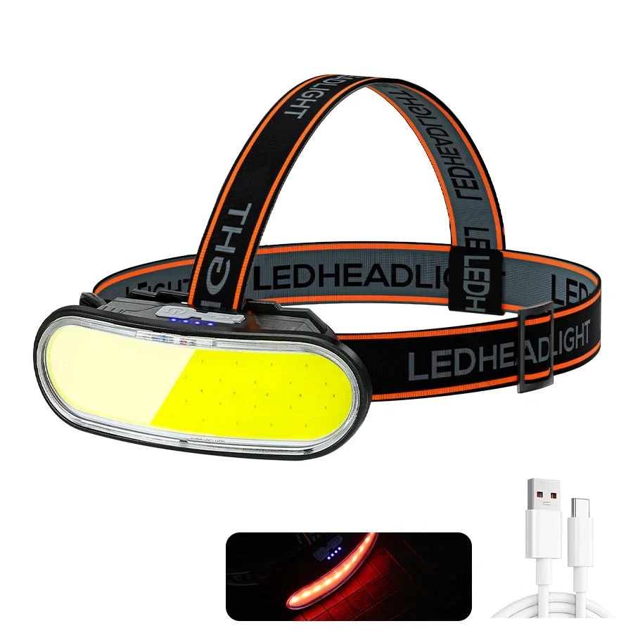 1300LM COB LED Headlamp USB Rechargeable Headlight