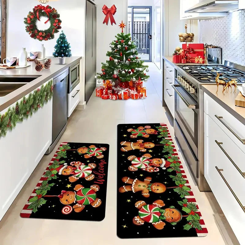 Christmas Cookies Tree Floor Mat Non-Slip Kitchen & Home Decor Rug