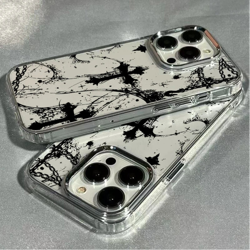 Gothic Cross Mark Clear Case for iPhone 11 12 13 14 15 16 17 Pro Max