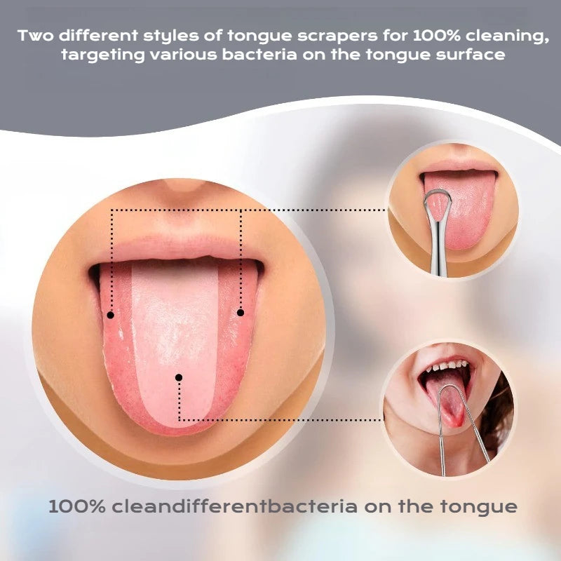 Reusable Stainless Steel Tongue Scraper Fresh Breath Oral Hygiene Tool