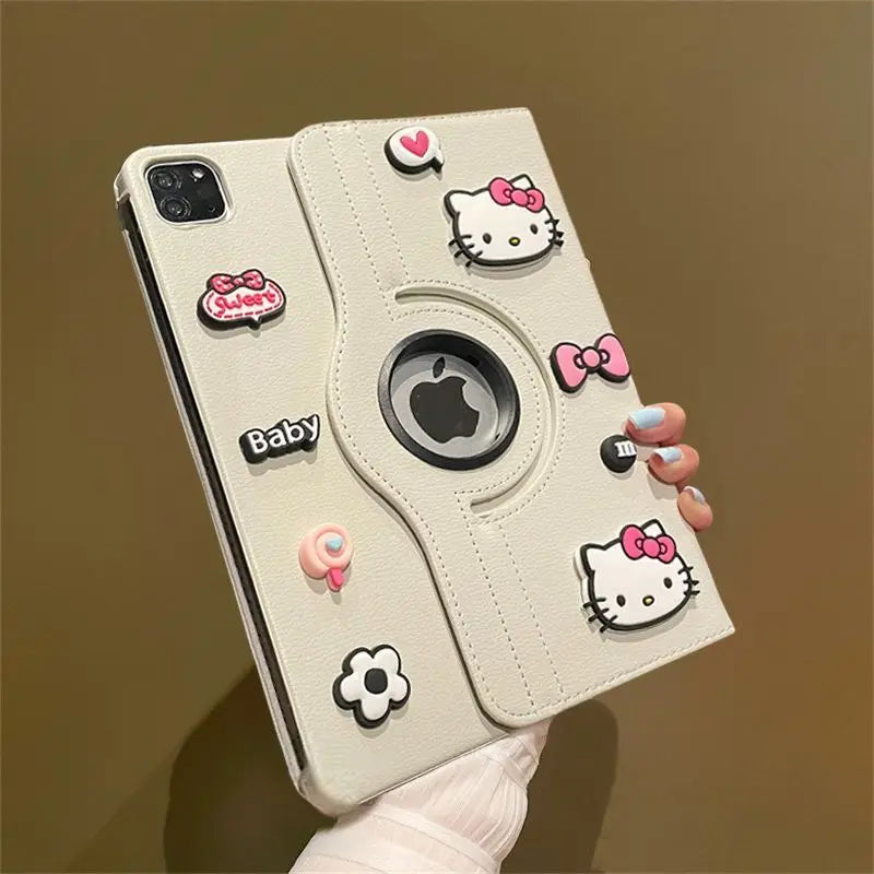 Kawaii Cute Cat Rotatable Case For iPad Air Mini Pro 10th 9th Cover