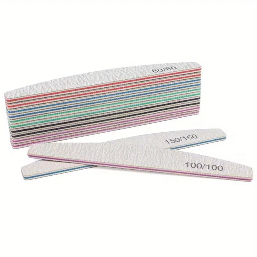 Professional Nail File Set 80-240 Grit Half Moon Nail Buffer