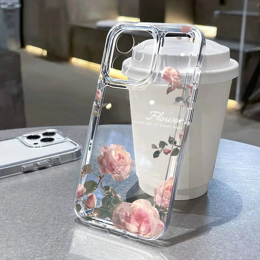 Flower Phone Case For iPhone 16 13 15 11 12 14 17 Pro Max Air 16E XS XR 7 8 SE Shockproof