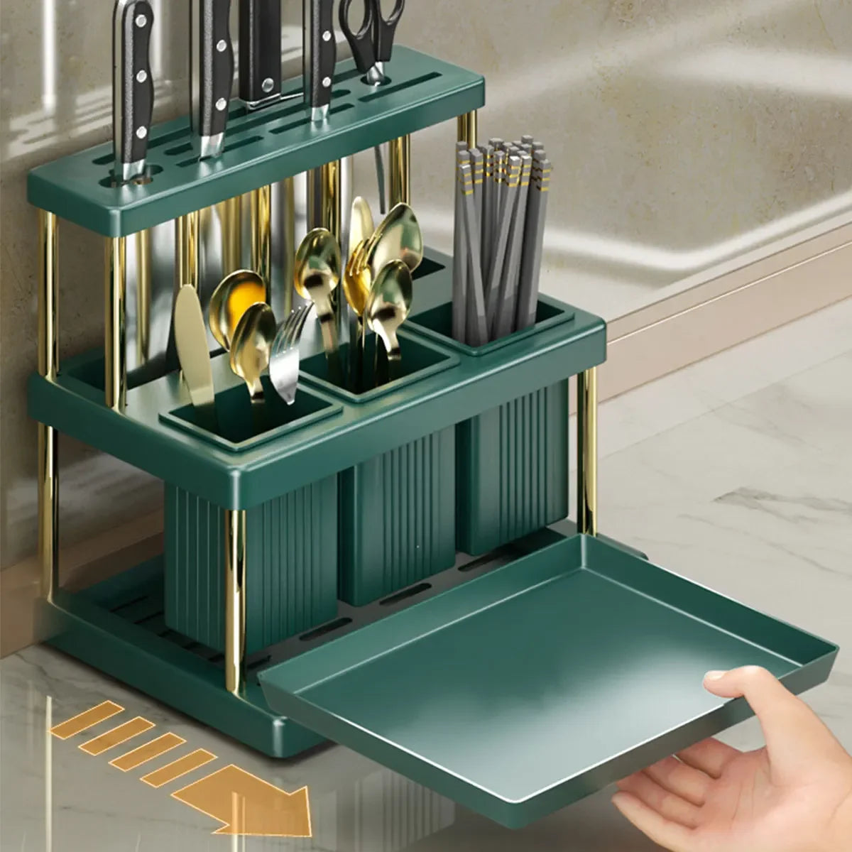 Kitchen Knife Holder Cutlery Drainer Rack