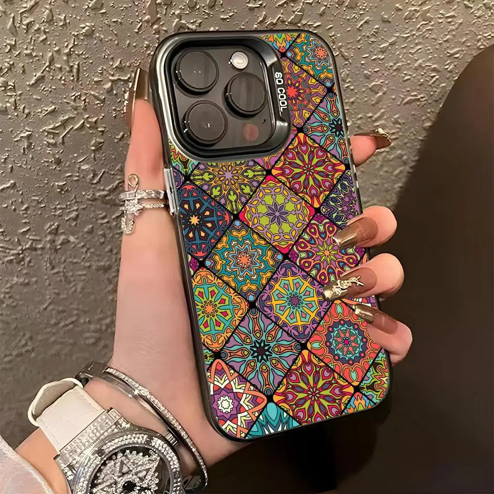 Iridescent Mandala TPU Case for iPhone 17 16 15 14 13 12 Pro Max Cover