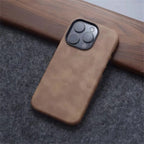 Retro Leather MagSafe Case for iPhone 12 13 14 15 16 17 Pro Max