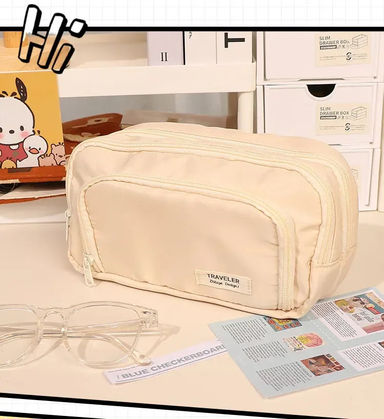 Large Capacity Pencil Case Stationery & Cosmetics Storage Bag