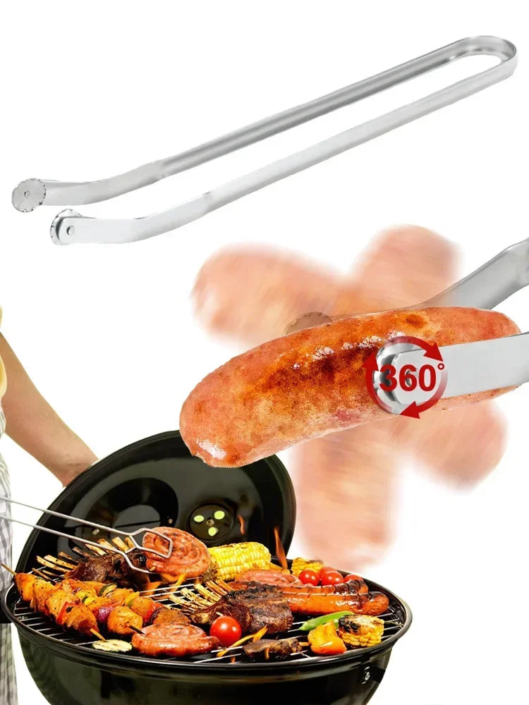 BBQ Sausage Tongs UK Stainless Steel Grill Cooking Tongs