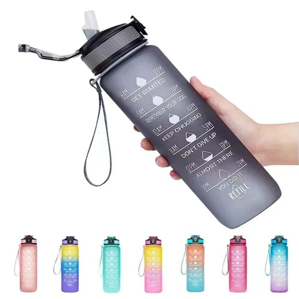 1000ml Motivational Sports Water Bottle with Time Marker
