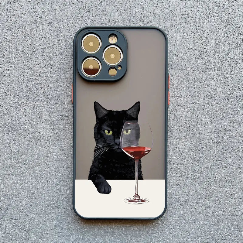 Funny Cat Phone Case for iPhone 11 12 13 14 15 16 17 Pro Max