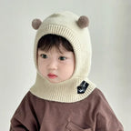 Baby Scarf Hat One-Piece Knitted Winter Cap with Ear Protection