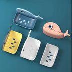 Cartoon Whale Soap Box – Wall Mounted Drain Soap Holder for Bathroom & Kitchen