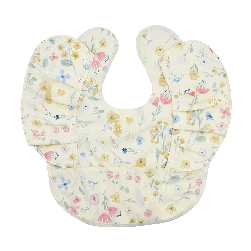 Waterproof Baby Bib with Pocket Soft PU Feeding Bib for Kids
