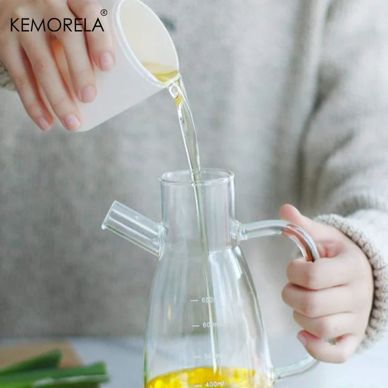 KEMORELA Glass Olive Oil Bottle Leak-Proof Kitchen Oil Dispenser