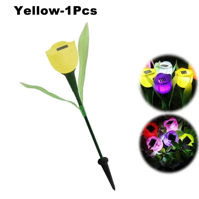 Solar Tulip Rose Flower Lights for Waterproof Garden Decor