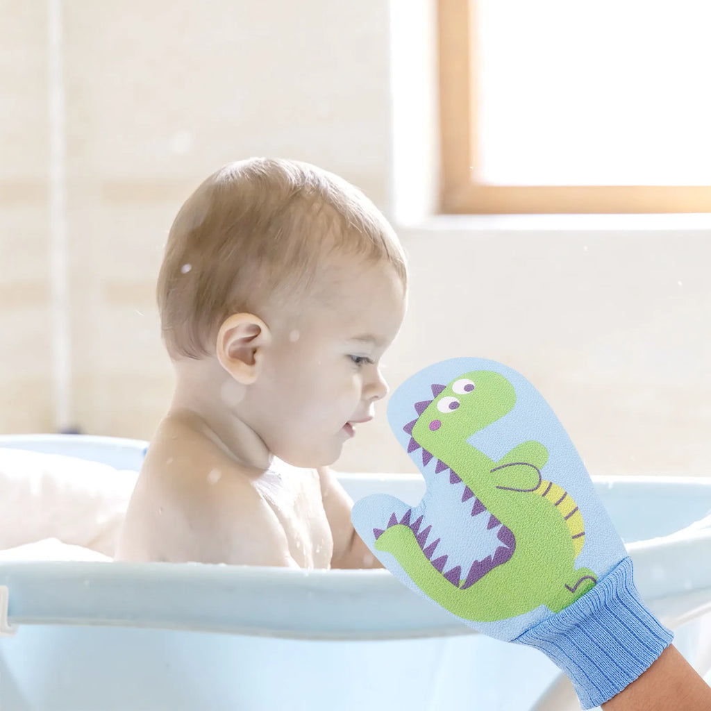 2PCS Baby Bath Gloves Soft Cartoon Bath Sponge Scrubber