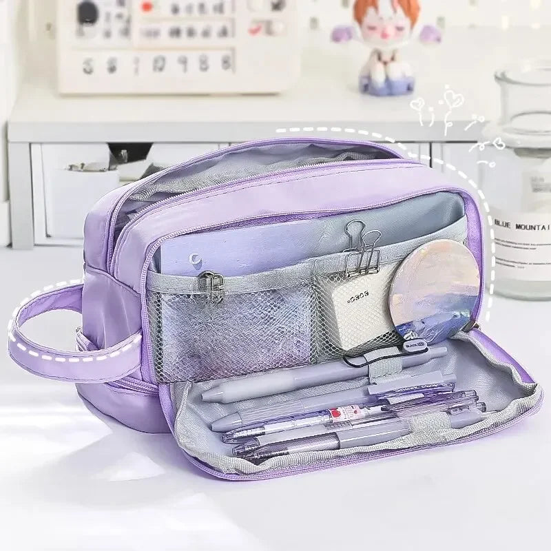 Large Capacity Pencil Case Macaron Color School Pen Bag