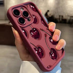 Cherry Print Silicone Case for iPhone 11 12 13 14 15 16 17 Air