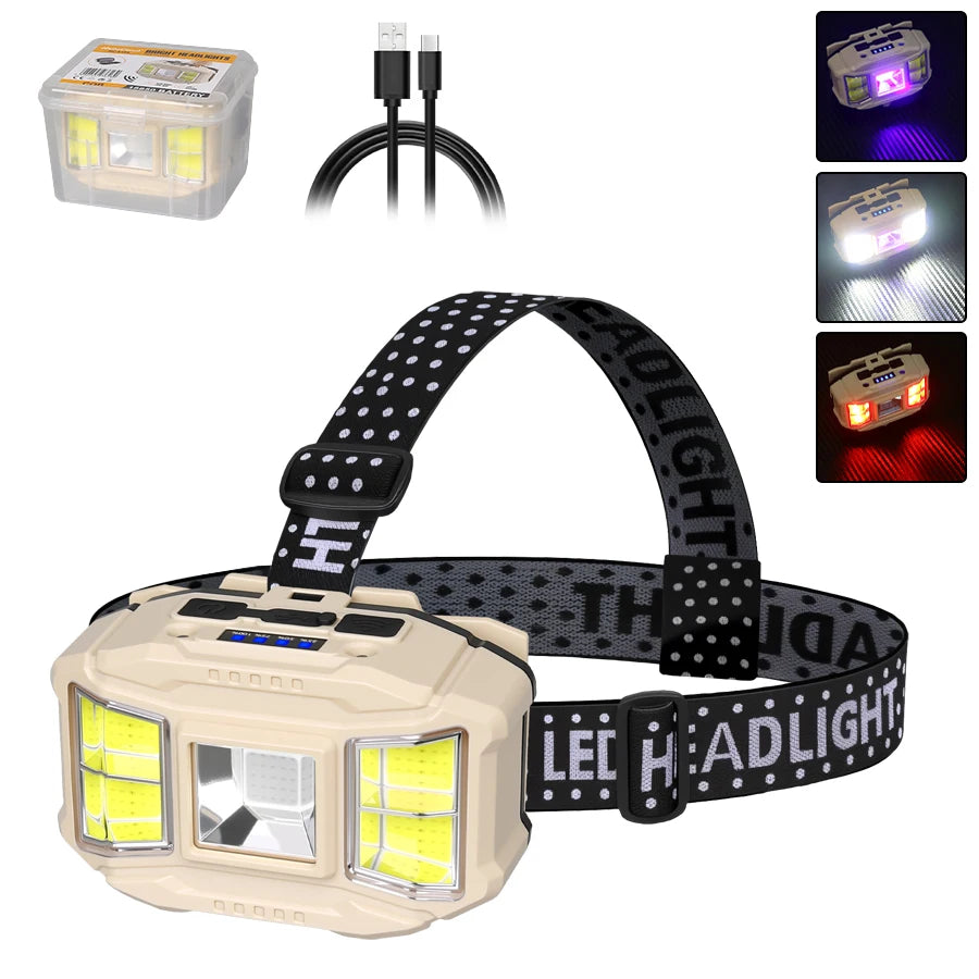 Powerful LED Headlamp USB Rechargeable Waterproof Torch