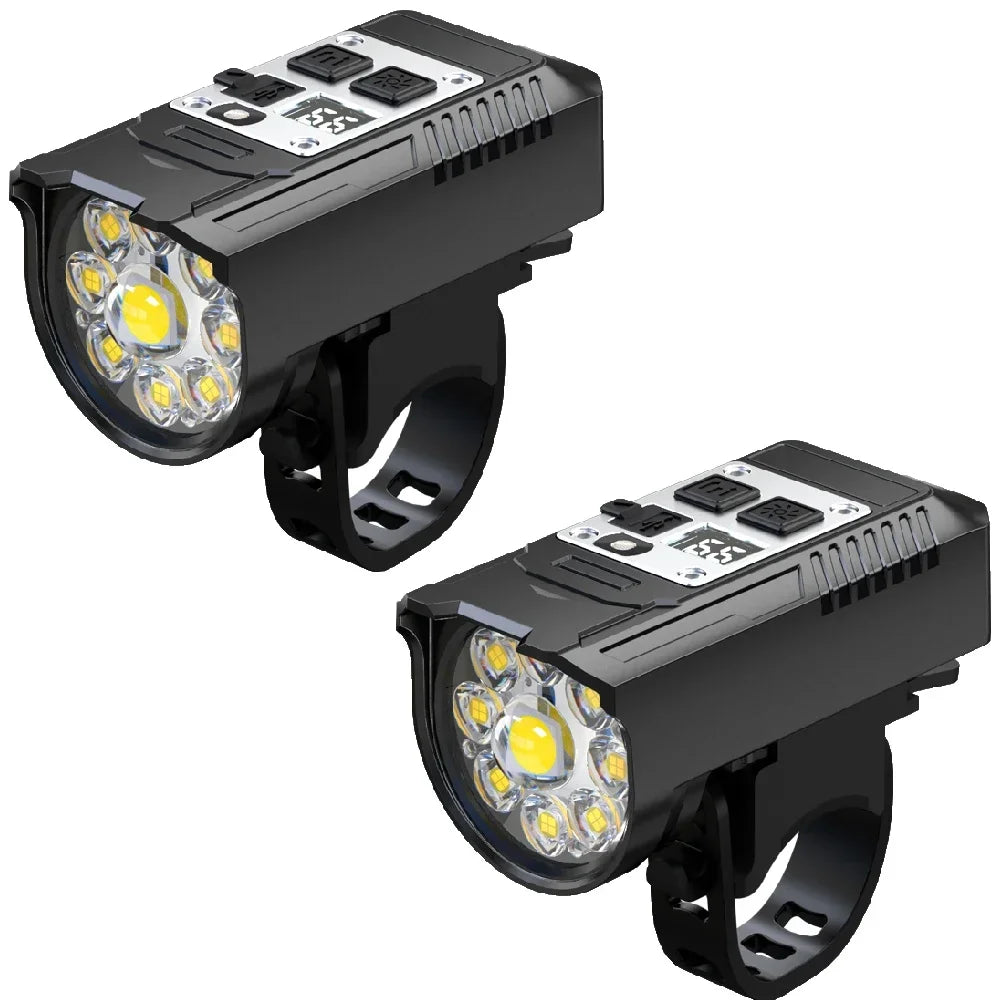 9LED Type-C Rechargeable Bike Flashlight Waterproof Light