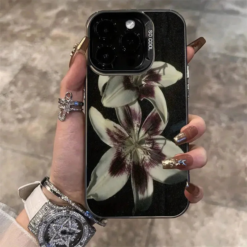 Lily Flower Painting Case for iPhone 11 12 13 14 15 16 17 Pro Max