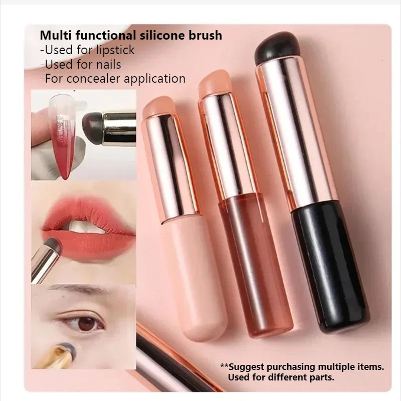 Silicone Nail Art Brush Mirror Powder Applicator Manicure Tool