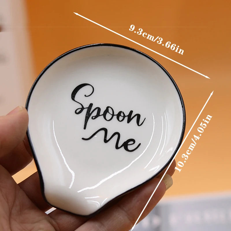 Ceramic Spoon Rest White Utensil Holder