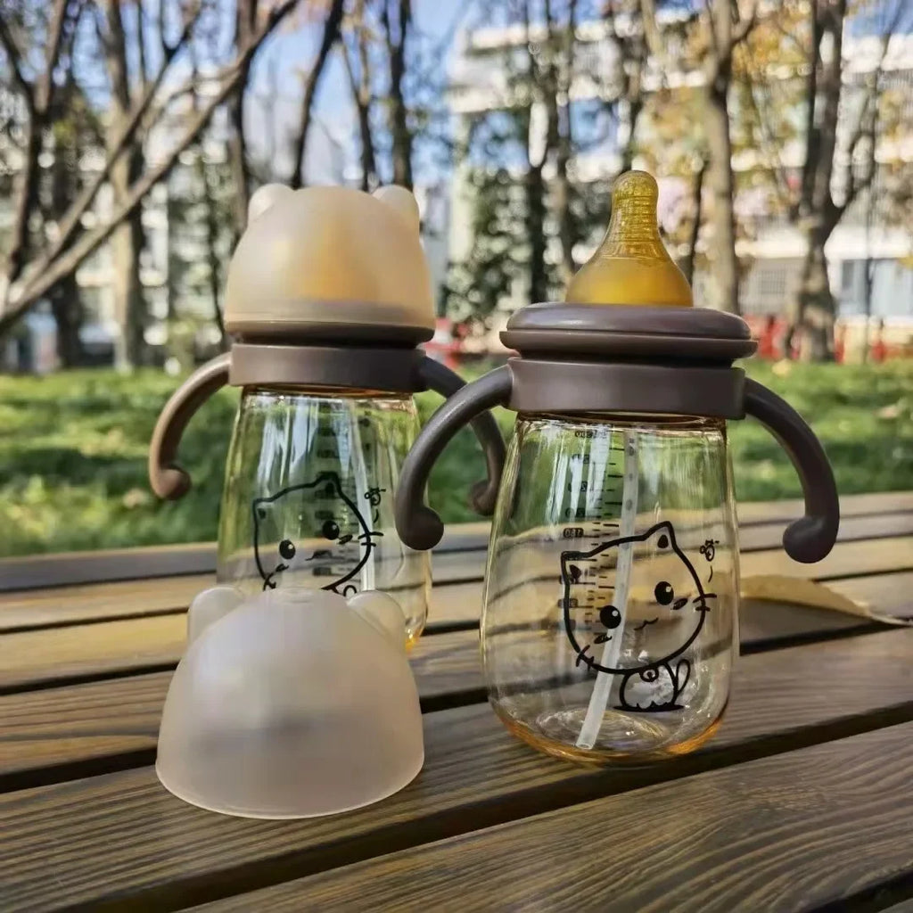 300ML PPSU Baby Feeding Bottle with Straw Handle