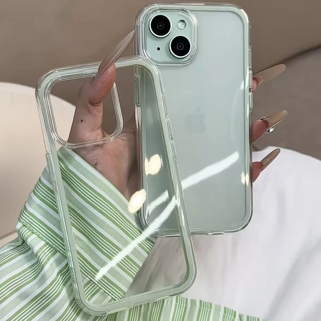 Candy Color Frame Clear Case for iPhone 11 12 13 14 15 16 17 Pro Max