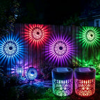 Color Changing Solar Peony Light Mandala Projection Garden Wall Lamp