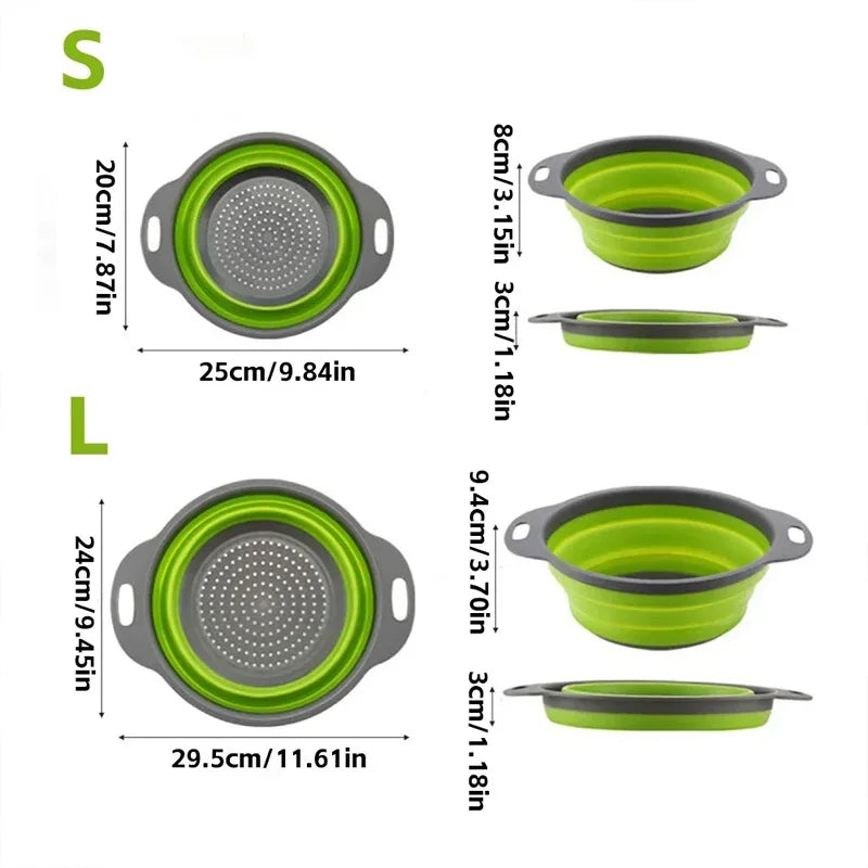 Collapsible Silicone Colander Foldable Drain Basket