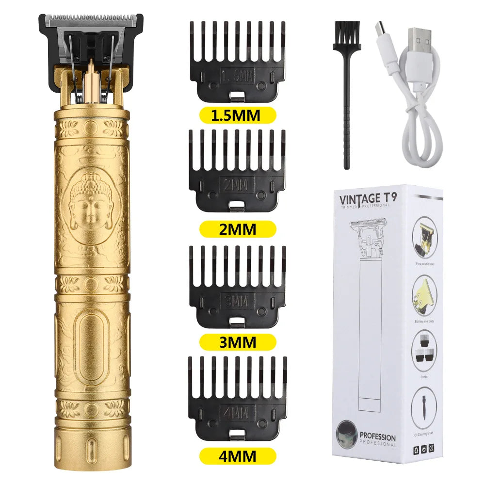 Retro T9 Hair Clipper Cordless Trimmer USB Recharge Barber Shaver Pro