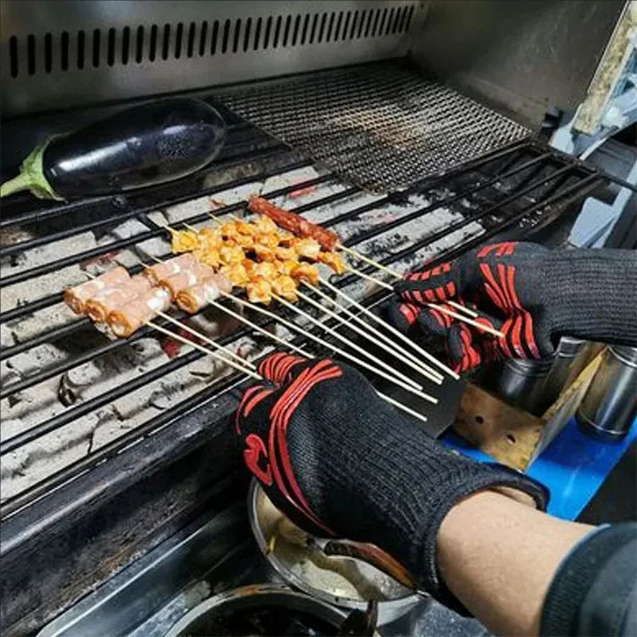 800°C Heat Resistant BBQ Gloves – Fireproof Oven & Grilling Mitts