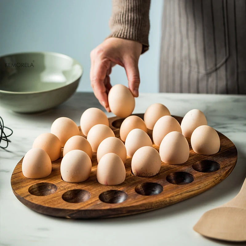 Wooden Egg Holder Rustic Egg Storage Rack