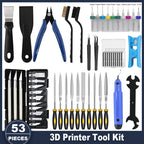 3D Printer Tools Kit, 53pcs 3D Printer Accessories for All FDM/SLA Printers Includes Nozzle Cleaning Tools, Removal Scrapers,