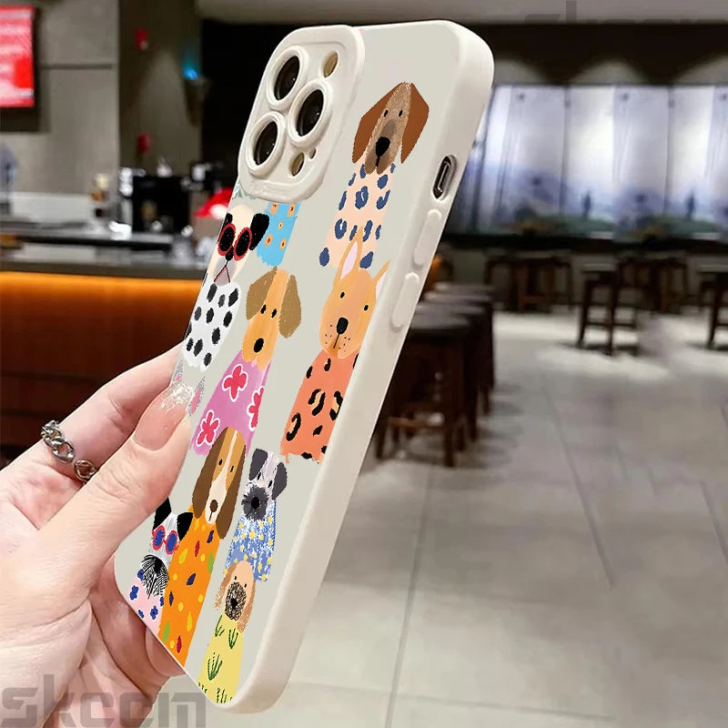 Funny Colourful Dog Pattern Case for iPhone 17 16 15 14 13 Pro Max