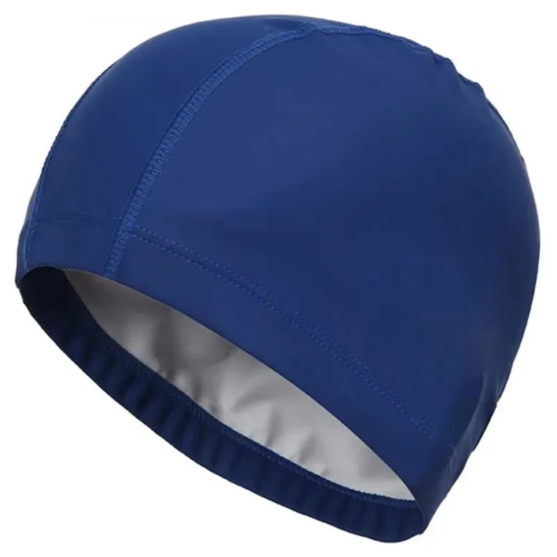 Waterproof PU Swimming Cap with Ear Protection for Adults & Kids