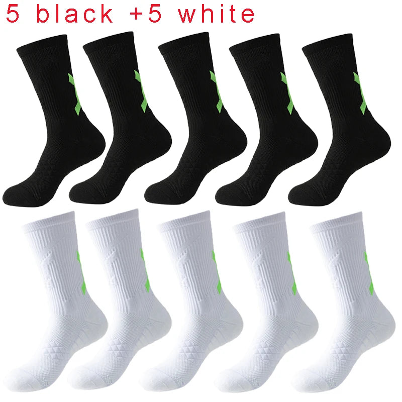 Men Cushioned Basketball Socks Long Breathable Badminton Sports Crew