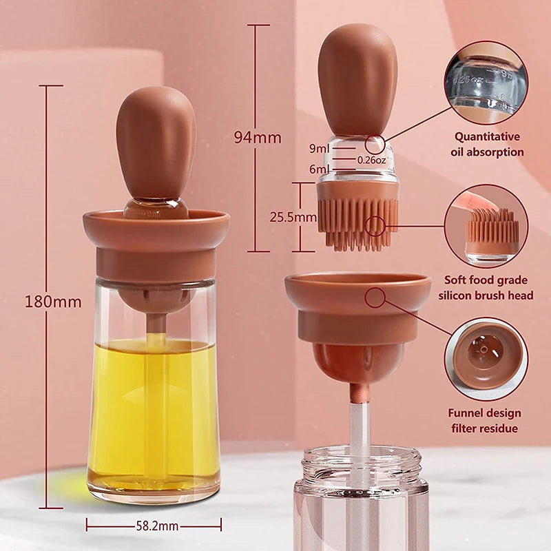 Portable Silicone Oil Bottle Brush BBQ Cooking & Baking Oil Dispenser