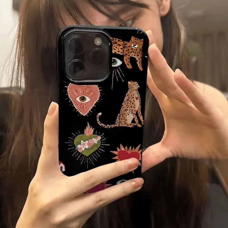 Luminous Graffiti Love Case for iPhone 16 15 14 13 12 11 Pro Max