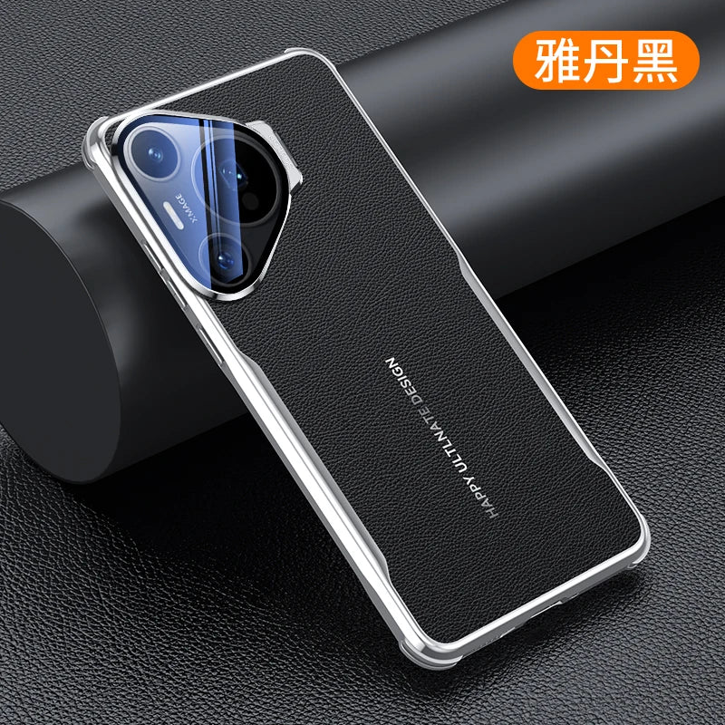 Leather Plated Metal Lens Holder Case for Huawei Pura 80 70 Pro Ultra