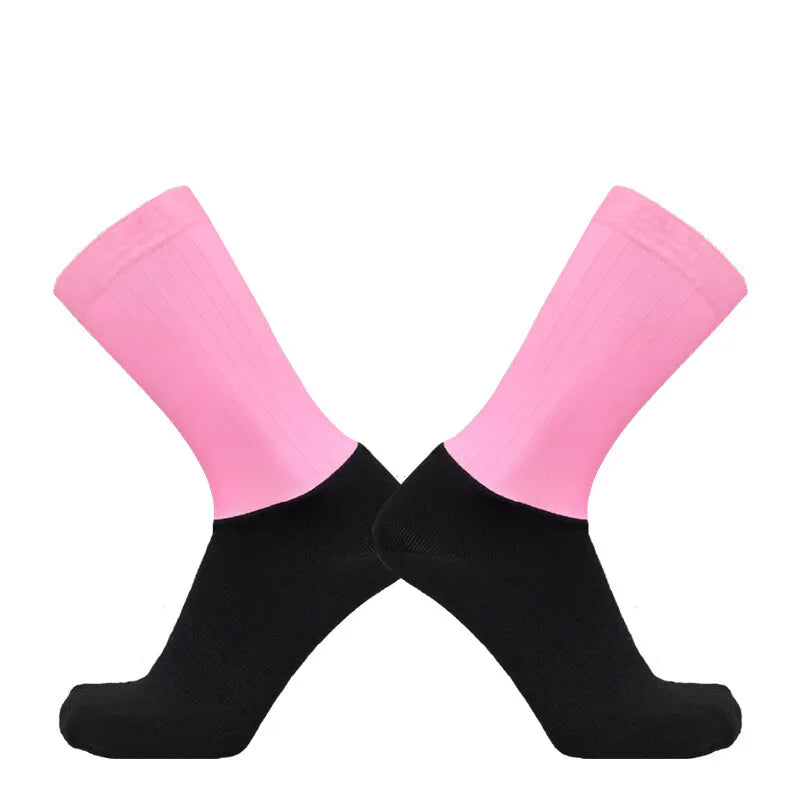 Aero Cycling Socks Men Anti-Slip Silicone Breathable Summer Bike Socks