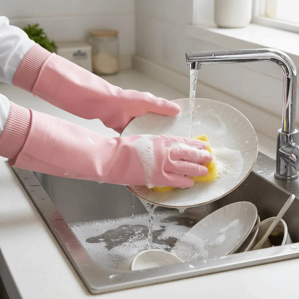 Fleece Dishwashing Gloves Waterproof Cleaning Gloves